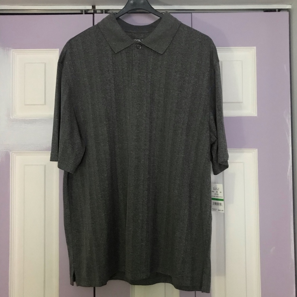 NWT Charcoal Grey Haggar Cool 18 Golf Polo, Size L